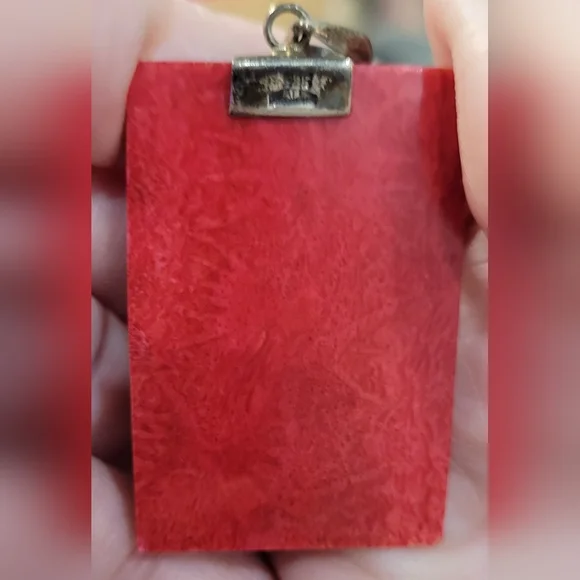 Sterling silver red coral pendant - Picture 4 of 5